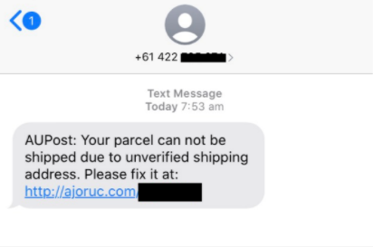 AUPost scam text message example