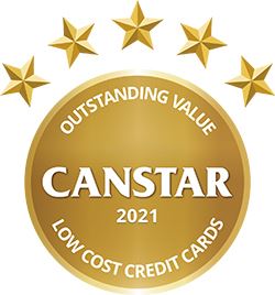 Canstar 5-Star Rating for Outstanding Value Low Cost Credit Cards 2021