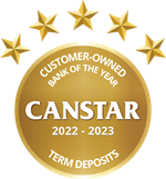 Canstar Customer Owned Bank of the Year - Term Deposits 2022-2023 Award Badge